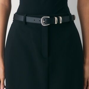 Aritzia Legendary Solid Brass Leather Belt - black/antique silver